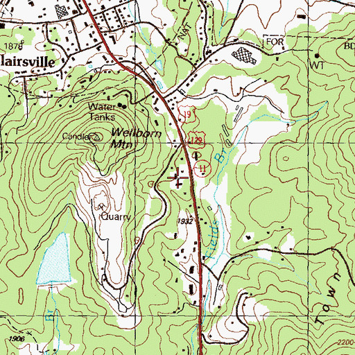 Topographic Map of Blairsville Methodist Church, GA