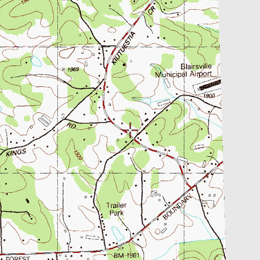 Topographic Map of Center Hill School (historical), GA