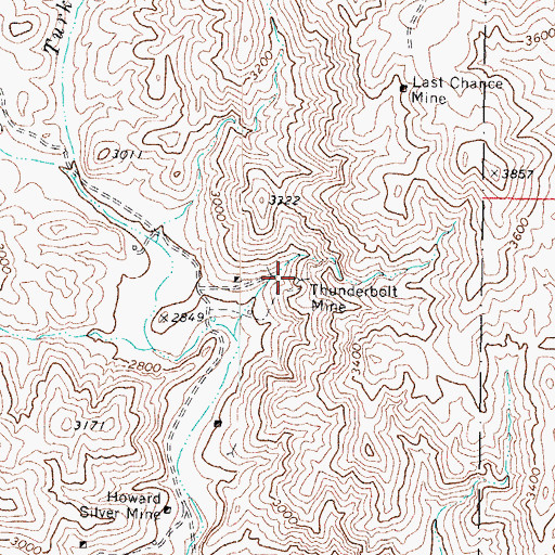 Topographic Map of Thunderbolt Mine, AZ