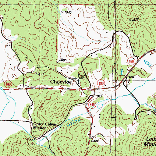 Topographic Map of Choestoe Cemetery, GA