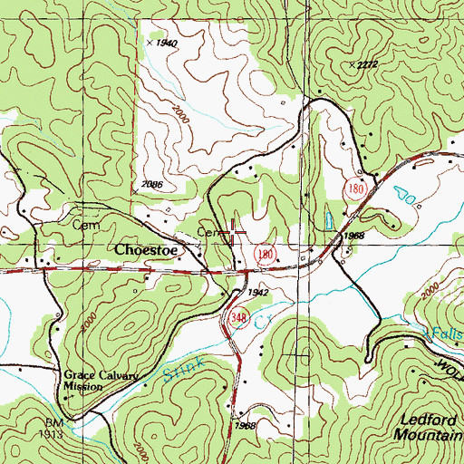 Topographic Map of Choestoe School (historical), GA