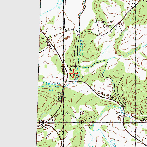 Topographic Map of Coosa Cemetery, GA