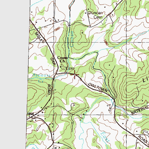 Topographic Map of Coosa School (historical), GA