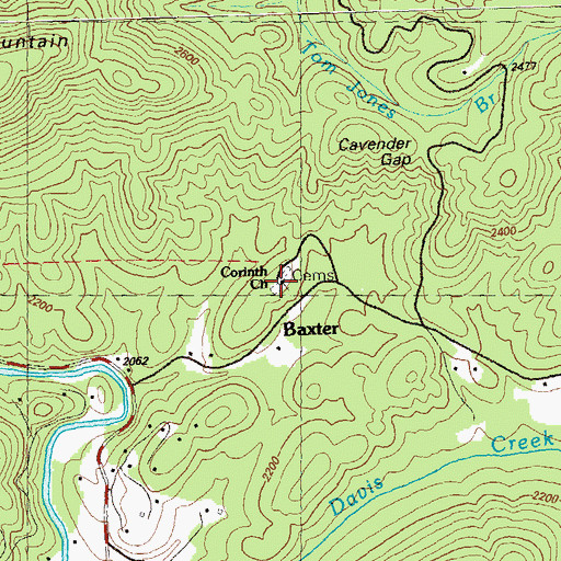 Topographic Map of Corinth Cemetery, GA