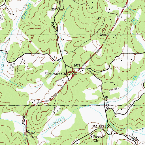 Topographic Map of Ebenezer School (historical), GA