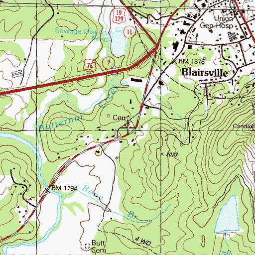 Topographic Map of Faith Church, GA