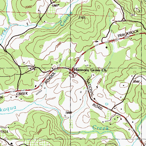 Topographic Map of Harmony Grove Cemetery, GA