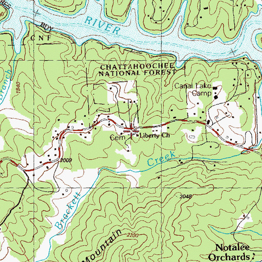 Topographic Map of Liberty Cemetery, GA