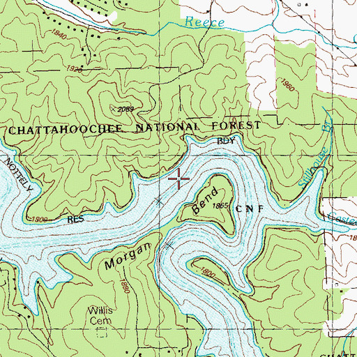 Topographic Map of Morgan Ford (historical), GA