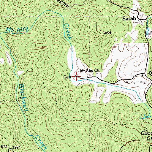 Topographic Map of Mount Airy Cemetery, GA