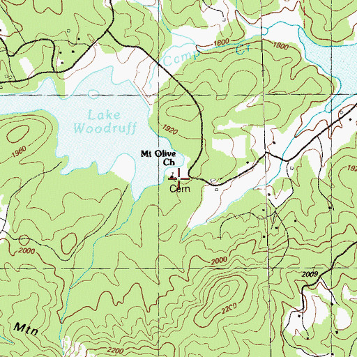 Topographic Map of Mount Olivet Cemetery, GA