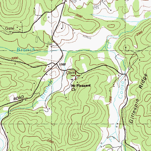 Topographic Map of Mount Pleasant Cemetery, GA