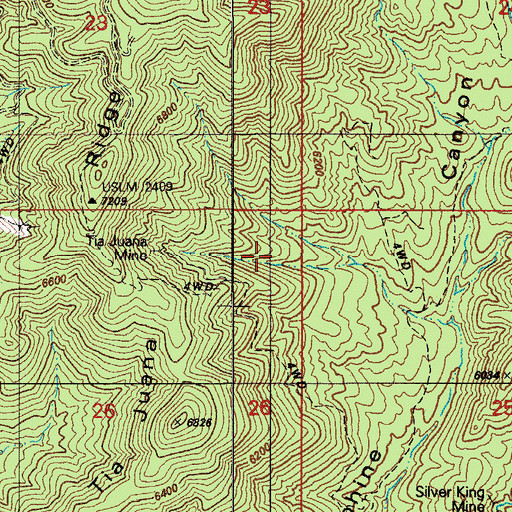 Topographic Map of Tiajuana Mine, AZ