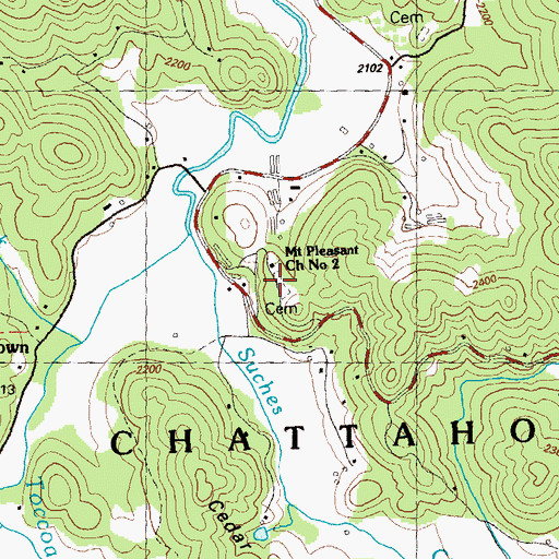 Topographic Map of Mount Pleasant Number 2 Cemetery, GA