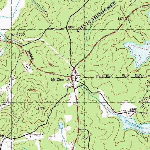 Topographic Map of Mount Zion Cemetery, GA