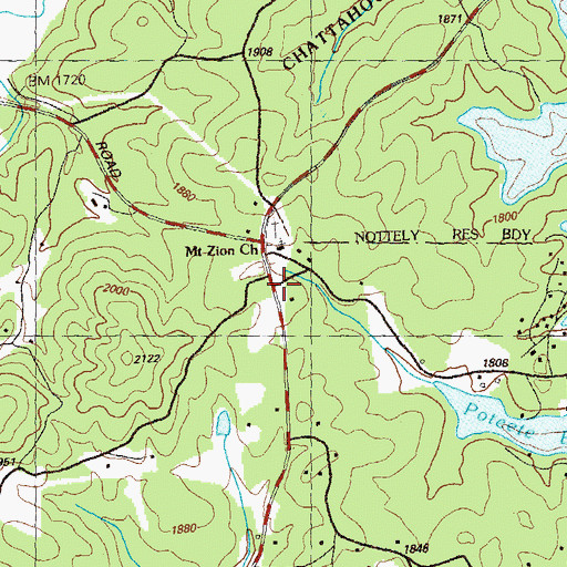 Topographic Map of Mount Zion School (historical), GA