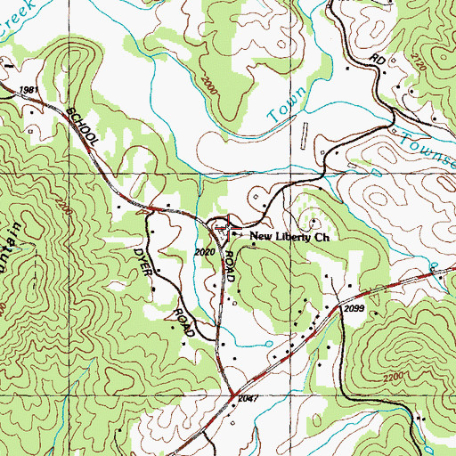Topographic Map of New Liberty Cemetery, GA