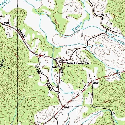 Topographic Map of New Liberty School (historical), GA