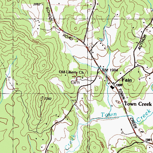 Topographic Map of Old Liberty Cemetery, GA