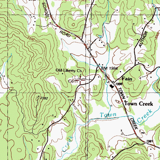 Topographic Map of Old Liberty School (historical), GA