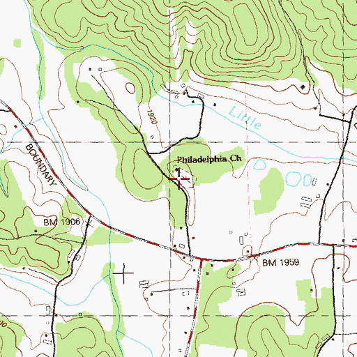 Topographic Map of Philadelphia Cemetery, GA