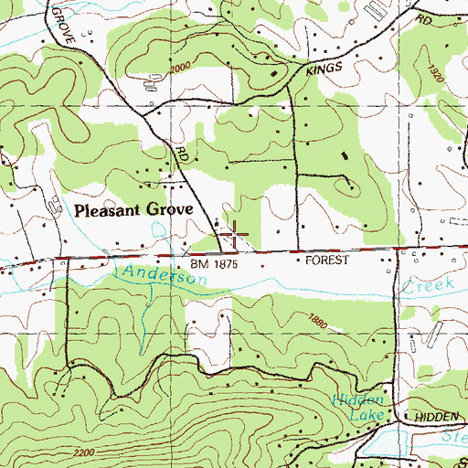 Topographic Map of Pleasant Grove Cemetery, GA