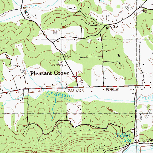 Topographic Map of Pleasant Grove Church, GA