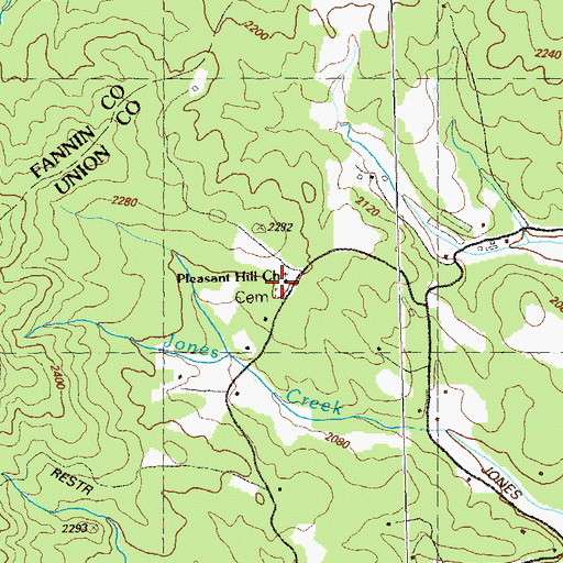 Topographic Map of Pleasant Hill Cemetery, GA