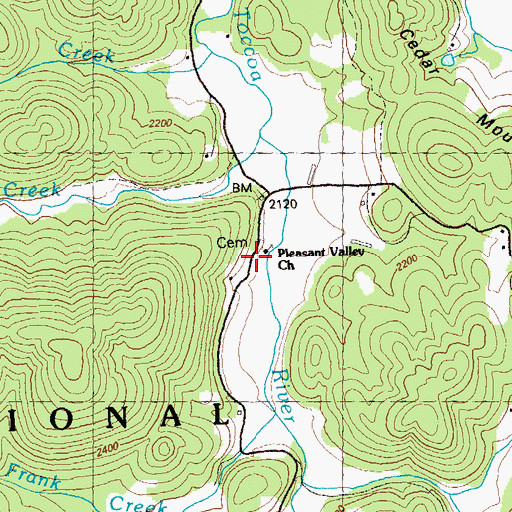 Topographic Map of Pleasant Valley School (historical), GA