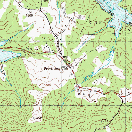 Topographic Map of Providence School (historical), GA