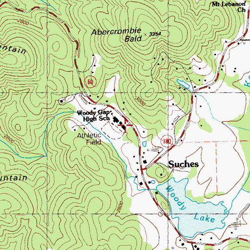 Topographic Map of Woody Gap Elementary School, GA