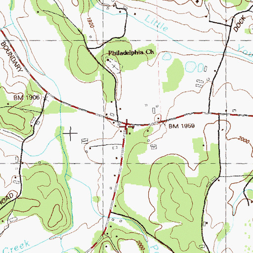 Topographic Map of Young Cane School (historical), GA