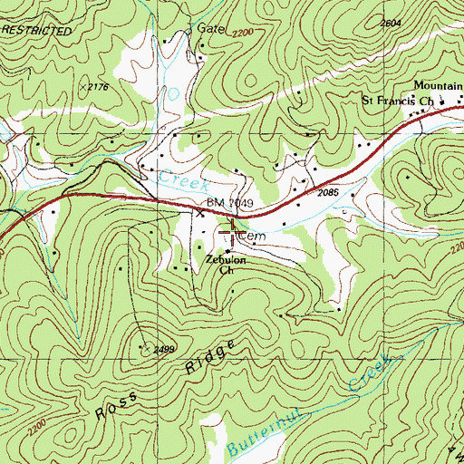 Topographic Map of Zebulon Cemetery, GA