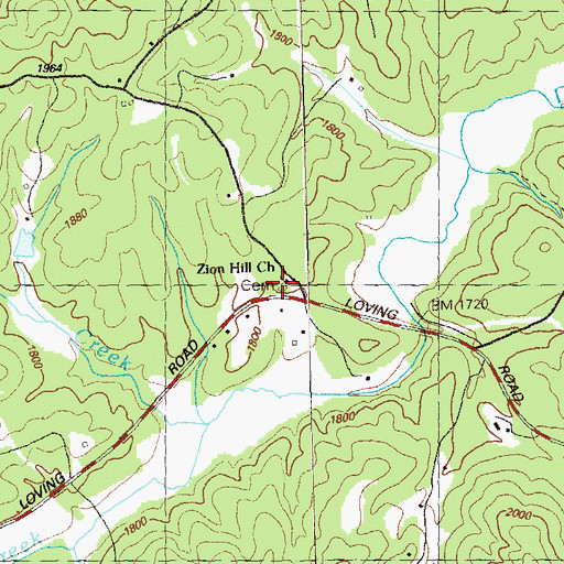 Topographic Map of Zion Hill Cemetery, GA