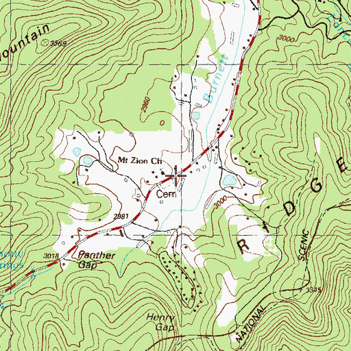Topographic Map of Zion School (historical), GA