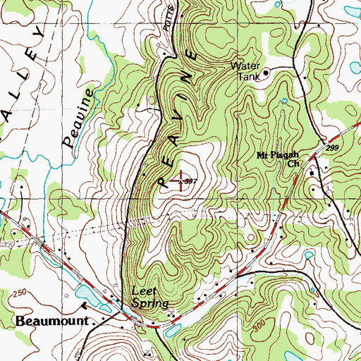 Topographic Map of Beaumont Mountain, GA
