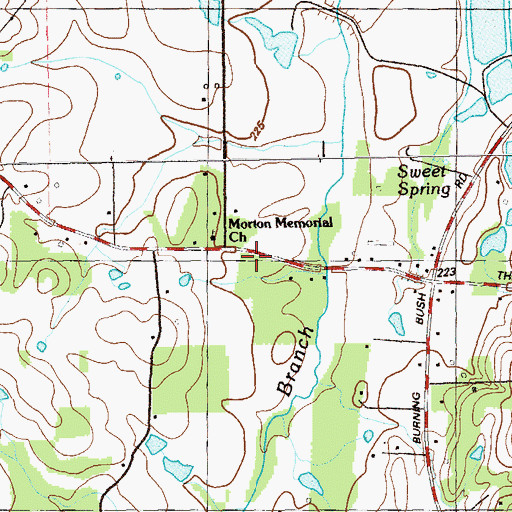 Topographic Map of Blue Spring Church (historical), GA