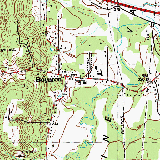 Topographic Map of Boynton Baptist Church, GA