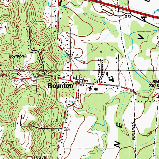 Topographic Map of Boynton Cemetery, GA