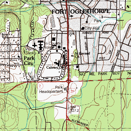 Topographic Map of Calvary Church, GA