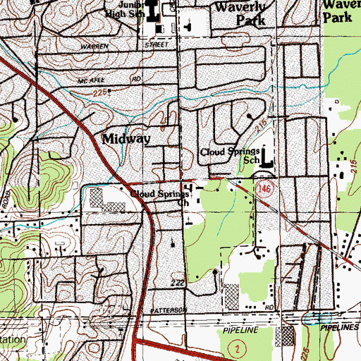 Topographic Map of Cloud Springs, GA