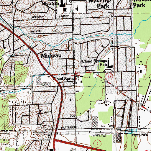 Topographic Map of Cloud Springs Baptist Church, GA