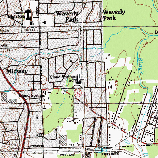 Topographic Map of Cloud Springs Elementary School, GA