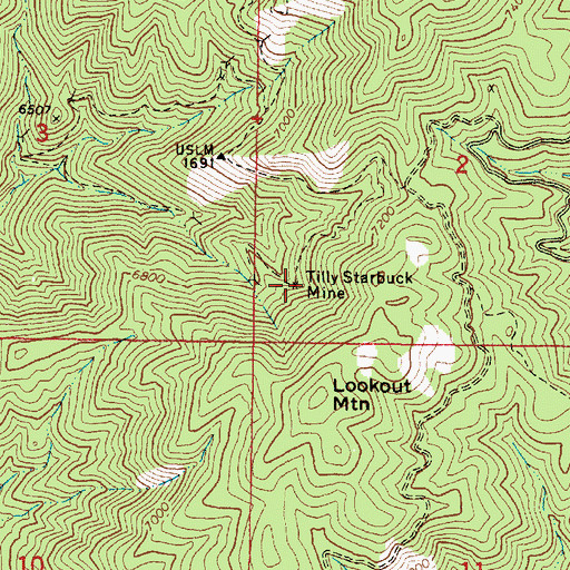 Topographic Map of Tilly Starbuck Mine, AZ