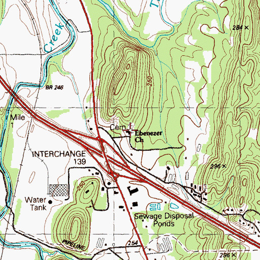 Topographic Map of Ebenezer Cemetery, GA