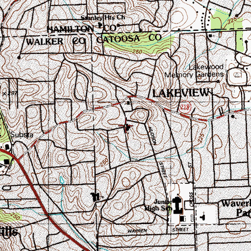 Topographic Map of First Baptist Church of Lakeview, GA