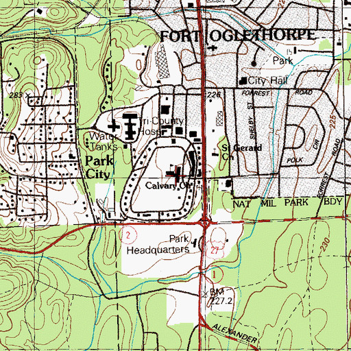 Topographic Map of Fort Oglethorpe Elementary School, GA