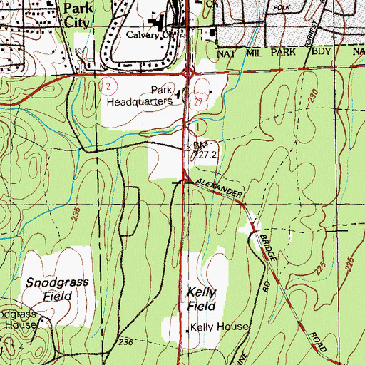 Topographic Map of Kentucky Monument, GA