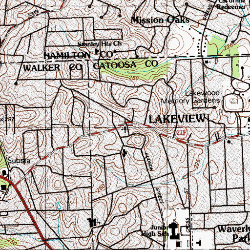 Topographic Map of Lake View Church, GA