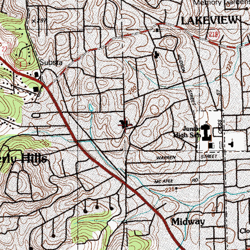 Topographic Map of Lakeview Elementary School, GA